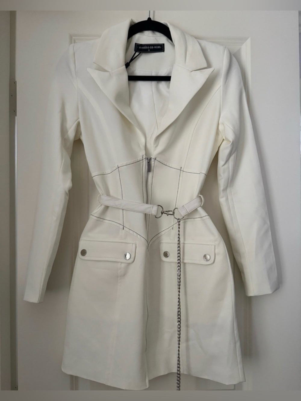 Manière De Voir White Tailored Blazer Mini Dress Corset Seam NWT Sz 6